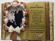 Deko-Buch zur Eisernen Hochzeit für Foto (mit Holz-Buchständer) - Pressath