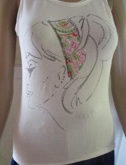 NEU * Edel * Rockabilly- Style * Glitzer * Perlen * Stickerei * Tank- Träger * TOP * T- SHIRT "SCHUMACHER" Gr. 32- 34/ XS * weiß * rosé * grün * - Riedlingen Zentrum