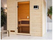 welltime Sauna Sunie, BxTxH: 195 x 145 x 187 cm, 38 mm, 3,6-kW-Plug & Play Ofen mit ext. Steuerung