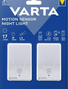 VARTA Nachtlicht VARTA Motion Sensor Nachtlicht Set (2 Stck), LED fest integriert, Warmweiß