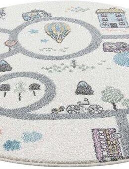 Carpet City Kinderteppich Anime9376, rund, Höhe: 11 mm, Straßen-Spiel-Teppich, Auto, Weicher Flor, Pflegeleicht, Kinderzimmer