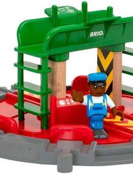 BRIO® Spielzeugeisenbahn-Brücke BRIO® WORLD, Lok-Drehscheibe mit Kontrollbrücke, FSC® - schützt Wald - weltweit