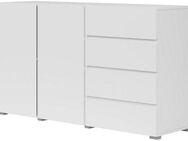 INOSIGN Sideboard Asymetric, Breite 138 cm, grifflose Kommode 2 Türen/4 Schubkästen, Schubladenschrank mit viel Stauraum, Einlegeböden verstellbar