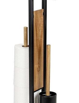 WENKO WC-Garnitur Modell Rivalta Acacia, integrierter Toilettenpapierhalter und WC-Bürstenhalter, Akazienholz