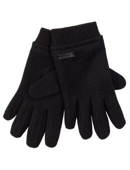 BOSS Strickhandschuhe Kalsper mit Labelaufnäher aus Leder