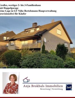 Großes, wertiges 2- bis 3-Familienhaus, Doppelgarage, feine Lage Nähe Bertelsmann, provisionsfrei für Käufer - Gütersloh