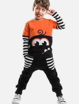 Denokids Hausanzug Monster Joe (2 tlg) mit Monsterapplikation