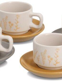 Zeller Present Espressotasse Espresso-Set "Flowers", 8-tlg., Steingut, Steingut, zarte Blumenmotive
