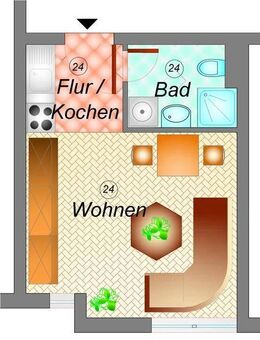 1-Raum-Eigentumswohnung im 2. Obergeschoss mit Tiefgaragenstellplatz in Chemnitz - Chemnitz