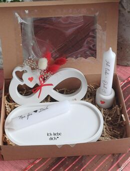 Geschenk Set Unendlichkeit, Tablett, Kerzenständer, 2 Kerzen, Ich liebe Dich Nur für Dich Valentinstag, Geburtstag, Hochzeit Geschenk - Rheinbach