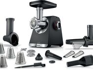 BOSCH Fleischwolf Serie 6 MFWS660B, 3,5kg/Min., Raspel, 2 Lochscheiben (3&8mm), schwarz, 500 W, Fruchtpresse, 2 Stufen, 10 J Motorgarantie, Planetengetriebe