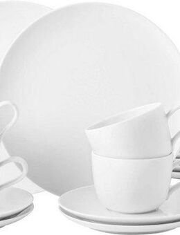 Seltmann Weiden Kaffeeservice Geschirr-Set, Service Liberty (18-tlg), 6 Personen, Porzellan, Teller Set, Tassen, weiß, Made in Germany, 18 Teile, für 6 Personen