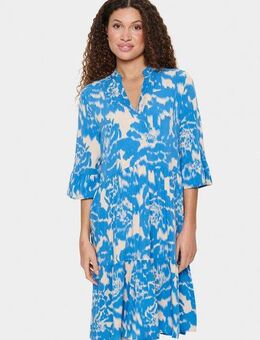 Saint Tropez Blusenkleid EdaSZ Dress Sommerkleid, Tunikakleid mit Volant und 3/4 Ärmel