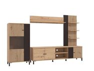 INOSIGN Wohnwand Avignon, inkl. Highboard, TV-Board, Standregal und Wandregal, (Komplett-Set, 4-St), 263 cm, Trendfarben, mit dekorativen schwarzen Streifen, TV bis 58'