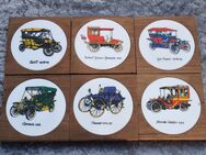 6 quadratische Untersetzer aus Holz / Motiv historische Automobile / Vintage - Zeuthen