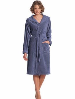 Vossen Unisex-Bademantel Texas, ideal für Sauna & Spa, Hotelbademantel, Morgenmantel, Kurzform, Webvelours, Kapuze, Gürtel, für Damen & Herren