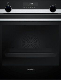 SIEMENS Pyrolyse Backofen iQ500 HB578HBS7, mit Teleskopauszug nachrüstbar, Pyrolyse-Selbstreinigung, Backwagen mit ausziehbarer Tür für bequemes Kochen & Backen