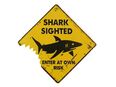 Tolles Blechschild Shark Sighted Hai Warnung 25x25 cm (Diagonal 35 cm) in 80331
