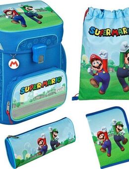 Scooli Schulranzen EasyFit, Super Mario (Set, 5-tlg)
