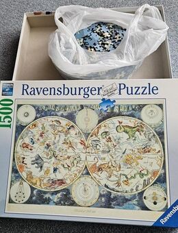 i07) 1x gelegtes Puzzle 1500 - Weltkarte mit fantastischen Tierwesen - 160037 Ravensburger Puzzle - Garbsen