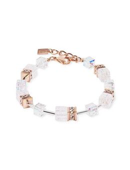 COEUR DE LION Armband Schmuck Edelstahl GeoCUBE® Iconic Nature Würfelkette, 3018/30, Made in Germany - mit Bergkristall, Swarovski® Kristall, Strassstein