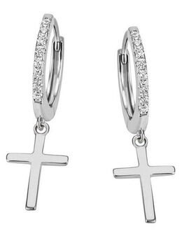 Firetti Paar Creolen Schmuck Geschenk Silber 925 Kreuz, mit Zirkonia (synth)