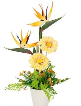 Kunstblume Arrangement Strelitzie/Gerbera, I.GE.A., Höhe 60 cm, Topf aus Keramik