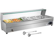 Edelstahl Gastronomie Behälter 1500 Watt Speisenwärmer 6 Pfanne Wärmebehälter für Essen Chafing Dish mit Glasabdeckung Warmhaltebox Tischwärmer - Wuppertal