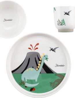 Sterntaler® Kindergeschirr-Set Dino Rexi (3-tlg), Porzellan, Silikon