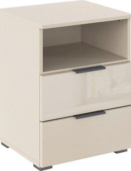 rauch Nachtkommode Nachttisch Nachtschrank Nachtkonsole AGORDO mit Glasfront (in zwei Griff-Farben), mit 2 Schubladen und Nische für viel Stauraum MADE IN GERMANY