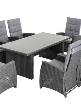 KONIFERA Garten-Essgruppe »New Paris«, (Set, 25-tlg., 8 Sessel, Rückenlehne verstellbar, Tisch 100x200x75 cm, inkl. Auflagen), Aluminium/Polyrattan