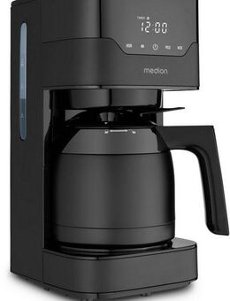 Medion® Filterkaffeemaschine MD 18458, Aromawahlschalter mit 3 Stufen, 1,2 L Edelstahlkanne, Timer, Permanentfilter 1x4, Wasserstandsanzeige, Tropfstopp