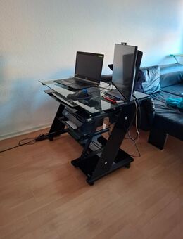Flexibler Schreibtisch aus Glas mit Rollen - Köln