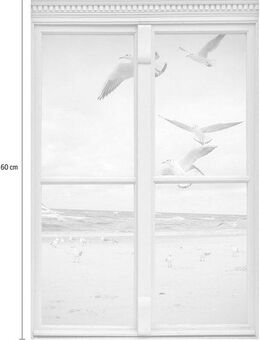queence Wandsticker Möwen am Strand, Wandsticker, Wandbild, selbstklebend, 3D, Fenster
