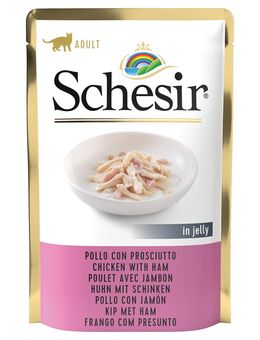 Sparpaket Schesir Katze Jelly Pouch 24 x 85 g - Hühnerfilet mit Schinken