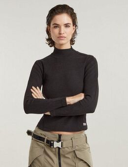 G-STAR T-Shirt Asymmetric Zip Cropped Slim Mock