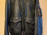 Vintage Herren (Motorrad) Lederjacke dunkelblau mit warmen Teddyfutter - Karlsruhe Zentrum