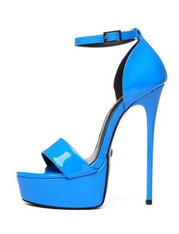 Gr. 41, Giaro Galana 1002, Stiletto Plateau High Heels, Lack blau ( Valentino Giaro ) - Bruchköbel