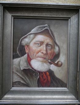 Ölgemälde auf Leinwand , Portrait Helgoländer , signiert Peter Olsen - Görlitz