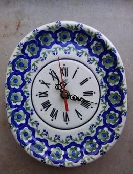 Bunzlauer Keramik, Wanduhr, Handarbeit! Unbeschädigt! Maße 20,5 x 17 x 5 cm. - Hamburg Bergedorf