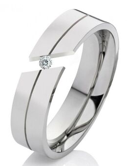 Damenring Edelstahl DE014 mit Zirkonia - Aholming