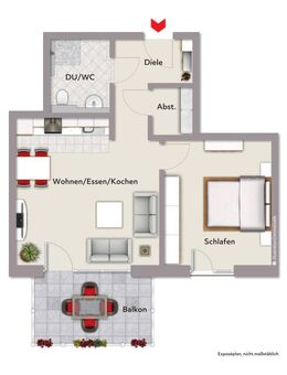 Zentrumsnahe 2-Zimmer-Wohnung mit Balkon - Bad Neustadt (Saale)
