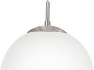 EGLO Hängeleuchte RONDO Pendellampe, Metall in silber, Glas in Opal matt weiß, E27, Leuchtmittel wechselbar, ohne Leuchtmittel, Esszimmerlampe, zeitloses Design, modern, schlicht, 110x30cm