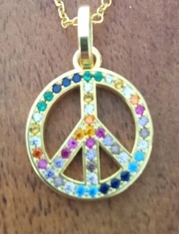 Regenbogen Anhänger + Kette 925 Silber vergoldet Peace Zeichen Eifelturm - Thaleischweiler-Fröschen