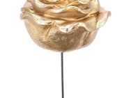 Grabdeko Rosen mit Stecker, goldfarbene Rosenblüte, Grabschmuck Frühling - Uslar Zentrum