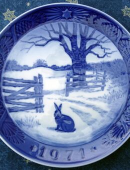 Weihnachtsteller 1971 von Royal Copenhagen (Hase im Schnee) - Nottuln