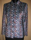 NEU * Edel * schimmernd * Retro- Style * Samt * Hemd- Bluse ''Elements'' Gr. 36- 38/ S * dunkel- hell- himmel- blau * in 88499