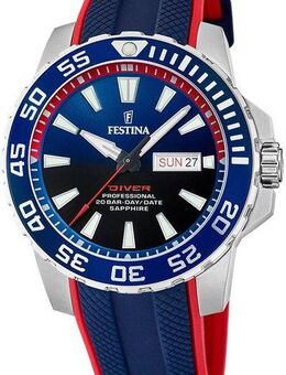 Festina Quarzuhr Diver Collection, F20662/1, Armbanduhr, Herrenuhr, Taucheruhr, Silikonarmband, Datum