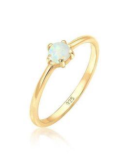 Elli Fingerring Silberring mit synth. Opal rund 925er Silber