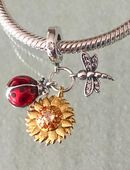 Charm Anhänger Sonne Libelle Marienkäfer für Armband in 91301